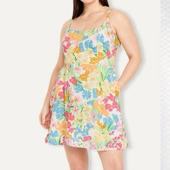 Old Navy Women's Floral Dress Women's Size Medium Linen Blend Vacation - Picture 1 of 9
